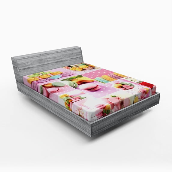 Ambesonne Colorful Fitted Sheet, Macaroons Napkins Dots, Full Size, Multicolor