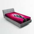 thumbnail image 1 of Ambesonne Colorful Fitted Sheet, Maroon Yoga, Twin Size, Pink Black, 1 of 2