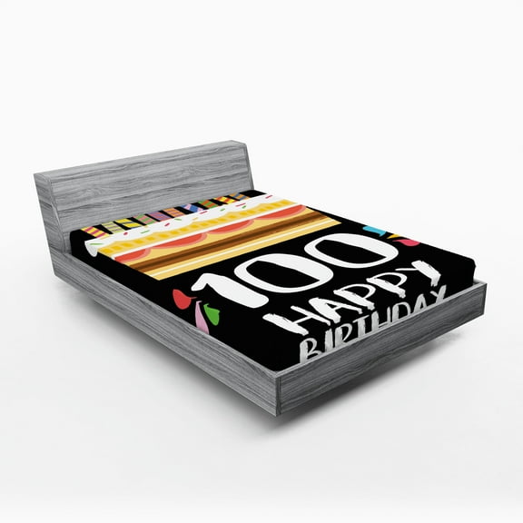 Ambesonne Colorful Fitted Sheet, Milestone Party, Queen Size, Multicolor