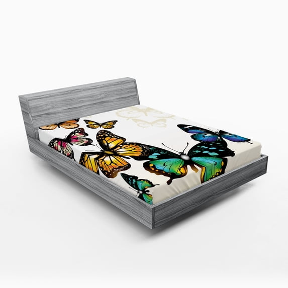 Ambesonne Colorful Fitted Sheet, Monarch Shades Ombre, Full Size, Multicolor