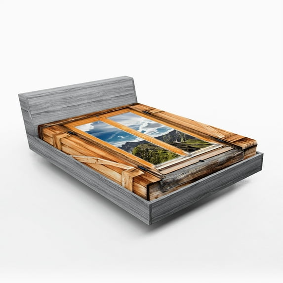 Ambesonne Colorful Fitted Sheet, Mountains and Valleys, Queen Size, Multicolor