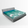 thumbnail image 1 of Ambesonne Colorful Fitted Sheet, Nautical Paper Boat, Queen Size, Blue Sea Green White, 1 of 2