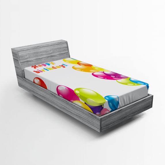 Ambesonne Colorful Fitted Sheet, Occasion Surprise Joy, Twin XL Size, Multicolor
