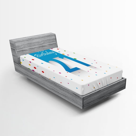 Ambesonne Colorful Fitted Sheet, Party Birthday Words, Twin Size, Multicolor