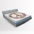 thumbnail image 1 of Ambesonne Colorful Fitted Sheet, Peace Sign with Hearts, Full Size, Multicolor, 1 of 2