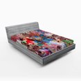 thumbnail image 1 of Ambesonne Colorful Fitted Sheet, Peacock Feather Animal, Full Size, Green Blue Red, 1 of 2