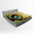 thumbnail image 1 of Ambesonne Colorful Fitted Sheet, Peacock Feather Eye, Full Size, Green Brown Turquoise, 1 of 2
