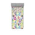 thumbnail image 1 of Ambesonne Colorful Fitted Sheet & Pillow Sham Set, Cartoon Dog Paw Traces, Twin, Purple Blue Green, 1 of 2