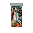 thumbnail image 1 of Ambesonne Colorful Fitted Sheet & Pillow Sham Set, Cartoon Kiss in Space, Twin, Multicolor, 1 of 2