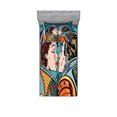 thumbnail image 1 of Ambesonne Colorful Fitted Sheet & Pillow Sham Set, Cartoon Kiss in Space, Twinxl, Multicolor, 1 of 2