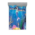 thumbnail image 1 of Ambesonne Colorful Fitted Sheet & Pillow Sham Set, Cartoon Mermaid Fish, Queen, Multicolor, 1 of 2