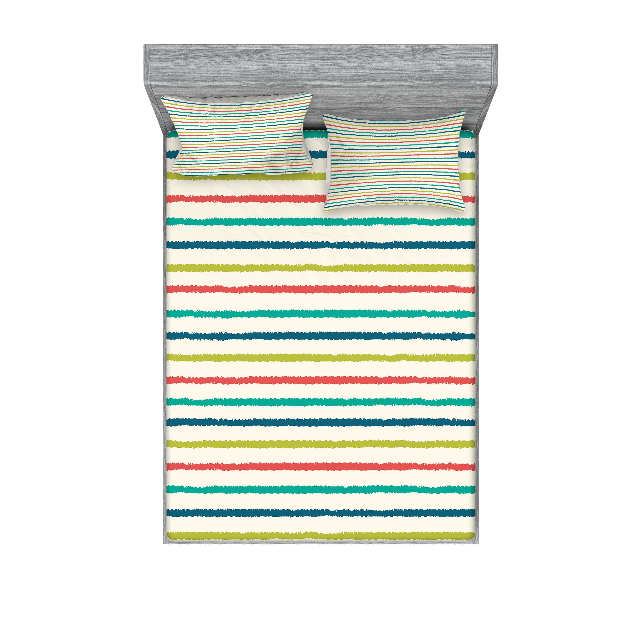 Full Blue Multicolor Microfiber Striped Bedding Set