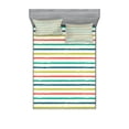 thumbnail image 1 of Ambesonne Colorful Fitted Sheet & Pillow Sham Set, Doodle Paralel Lines, Queen, Multicolor, 1 of 2