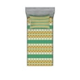 thumbnail image 1 of Ambesonne Colorful Fitted Sheet & Pillow Sham Set, Ethnic Geometric Shapes, Twin, Pistachio Green Orange, 1 of 2