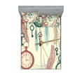 thumbnail image 1 of Ambesonne Colorful Fitted Sheet & Pillow Sham Set, Feather and Old Key, Queen, Multicolor, 1 of 2