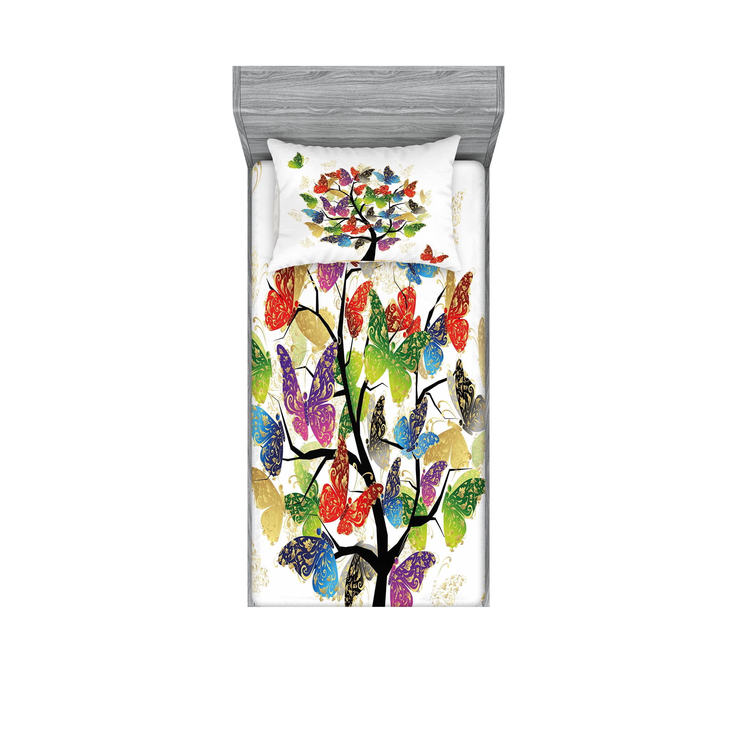 Twin XL White Multicolor Microfiber Kids Sheet Set