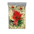 thumbnail image 1 of Ambesonne Colorful Fitted Sheet & Pillow Sham Set, Flower Lily Leaves, Queen, Multicolor, 1 of 2