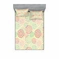 thumbnail image 1 of Ambesonne Colorful Fitted Sheet & Pillow Sham Set, Flowers Polka Dots, Queen, Multicolor, 1 of 2