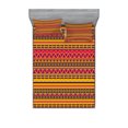 thumbnail image 1 of Ambesonne Colorful Fitted Sheet & Pillow Sham Set, Geometric Folk Borders, Full, Multicolor, 1 of 2