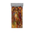 thumbnail image 1 of Ambesonne Colorful Fitted Sheet & Pillow Sham Set, Grid Mosaic Geometric, Twinxl, Brown and Marigold, 1 of 2
