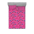 thumbnail image 1 of Ambesonne Colorful Fitted Sheet & Pillow Sham Set, Hot Pink Retro Stars, Full, Multicolor, 1 of 2