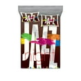 thumbnail image 1 of Ambesonne Colorful Fitted Sheet & Pillow Sham Set, Jazz Performers Retro, Queen, Multicolor, 1 of 2