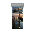 thumbnail image 1 of Ambesonne Colorful Fitted Sheet & Pillow Sham Set, Lighthouse Calm Dusk, Twinxl, Multicolor, 1 of 2