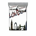 thumbnail image 1 of Ambesonne Colorful Fitted Sheet & Pillow Sham Set, London Tower Cartoon, Queen, Multicolor, 1 of 2