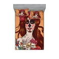 thumbnail image 1 of Ambesonne Colorful Fitted Sheet & Pillow Sham Set, Mexican Skull, King, Cinnamon Magenta Maroon, 1 of 2