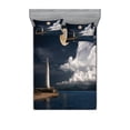 thumbnail image 1 of Ambesonne Colorful Fitted Sheet & Pillow Sham Set, Moonlight Island Sea, Full, Multicolor, 1 of 2