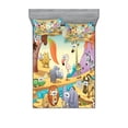 thumbnail image 1 of Ambesonne Colorful Fitted Sheet & Pillow Sham Set, Nature Beasts Hippo, Queen, Multicolor, 1 of 2
