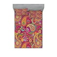 thumbnail image 1 of Ambesonne Colorful Fitted Sheet & Pillow Sham Set, Paisley Eastern, Queen, Multicolor, 1 of 2