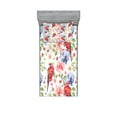 thumbnail image 1 of Ambesonne Colorful Fitted Sheet & Pillow Sham Set, Parrots Iris and Roses, Twin, Multicolor, 1 of 2