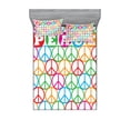 thumbnail image 1 of Ambesonne Colorful Fitted Sheet & Pillow Sham Set, Peace Letters, Queen, Multicolor, 1 of 2