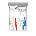 thumbnail image 1 of Ambesonne Colorful Fitted Sheet & Pillow Sham Set, Retro Jazz Band Music, Full, Multicolor, 1 of 2