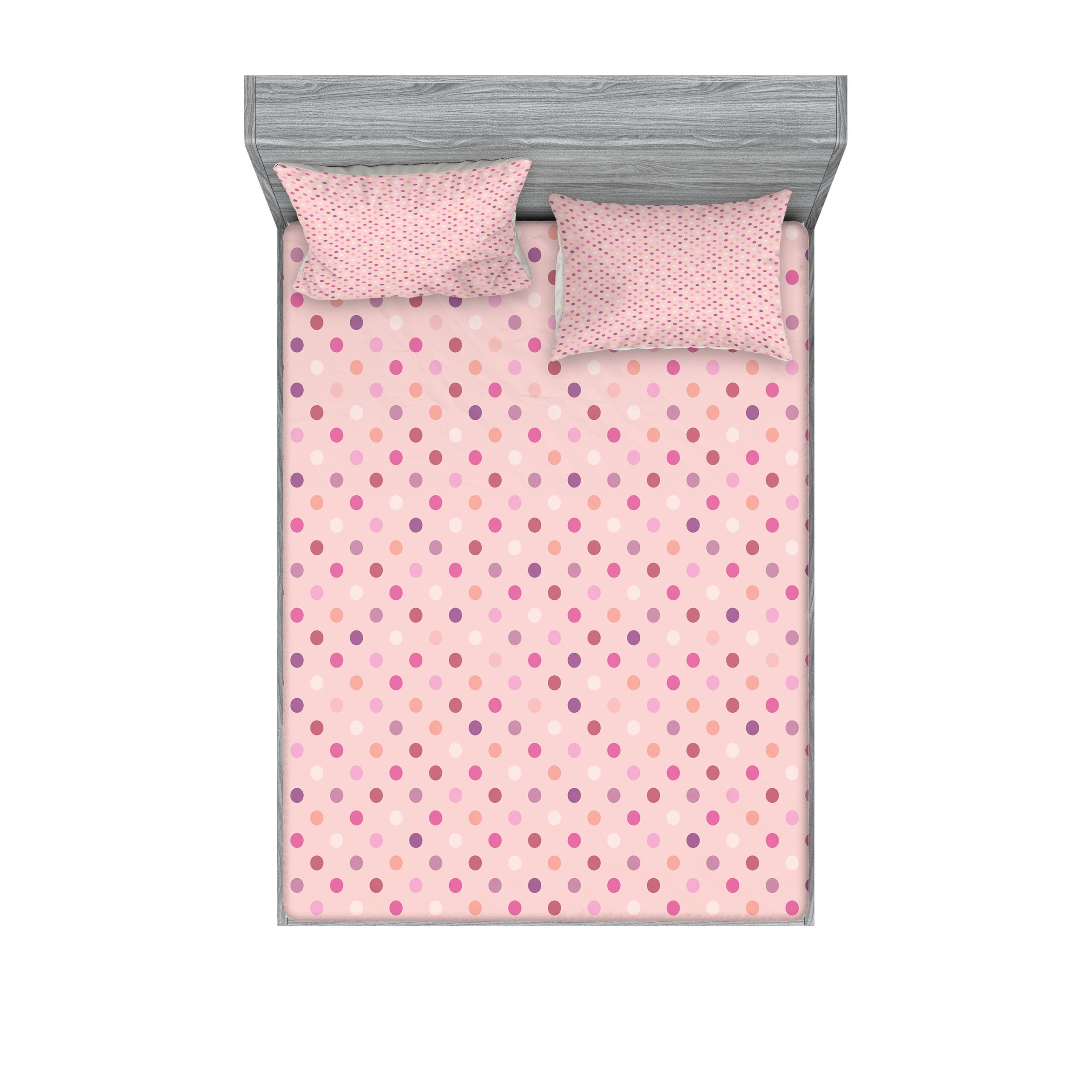 Pink Polka Dot Microfiber Queen Sheet Set with Pillowcase