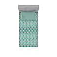 thumbnail image 1 of Ambesonne Colorful Fitted Sheet & Pillow Sham Set, Roses on Skull Pattern, Twinxl, Seafoam Green and Ruby, 1 of 2
