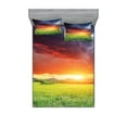 thumbnail image 1 of Ambesonne Colorful Fitted Sheet & Pillow Sham Set, Sunset Modern View, Full, Multicolor, 1 of 2