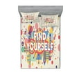 thumbnail image 1 of Ambesonne Colorful Fitted Sheet & Pillow Sham Set, Typographical Poster, Full, Yellow Blue and Red, 1 of 2