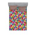 thumbnail image 1 of Ambesonne Colorful Fitted Sheet & Pillow Sham Set, Vintage Coffee House, Full, Multicolor, 1 of 2