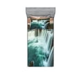 thumbnail image 1 of Ambesonne Colorful Fitted Sheet & Pillow Sham Set, Wild Nature Waterfall, Twinxl, Multicolor, 1 of 2