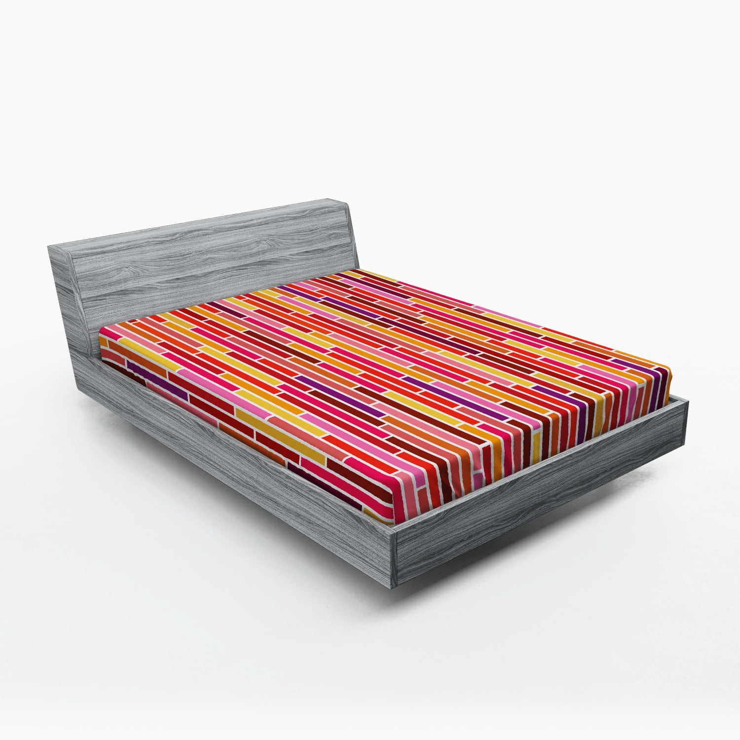 Queen Pink and Multicolor Microfiber Geometric Fitted Sheet