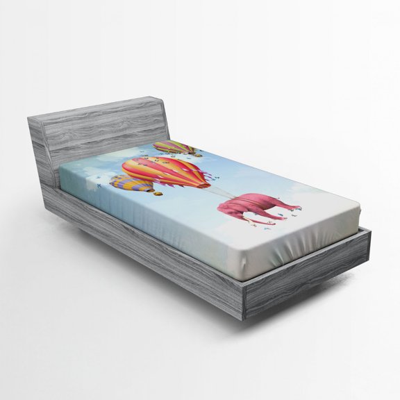 Ambesonne Colorful Fitted Sheet, Pink in Sky, Twin XL Size, Multicolor