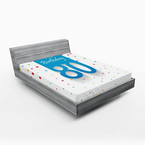 Ambesonne Colorful Fitted Sheet, Polka Dots Birthday, Queen Size, Multicolor