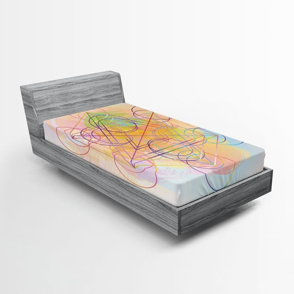 Ambesonne Colorful Fitted Sheet, Psychedelic Flower, Twin Size, Multicolor