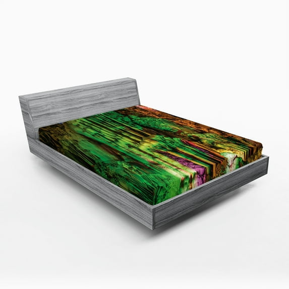 Ambesonne Colorful Fitted Sheet, Rainbow Colored Rock, Full Size, Multicolor