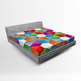 thumbnail image 1 of Ambesonne Colorful Fitted Sheet, Retro Mosaic Triangle, Full Size, Multicolor, 1 of 2