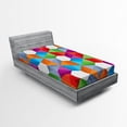 thumbnail image 1 of Ambesonne Colorful Fitted Sheet, Retro Mosaic Triangle, Twin XL Size, Multicolor, 1 of 2