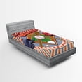 thumbnail image 1 of Ambesonne Colorful Fitted Sheet, Retro Pop Art Baseball, Twin XL Size, Multicolor, 1 of 2