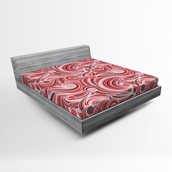 Ambesonne Colorful Fitted Sheet, Retro, Queen Size, Mauve Rose Red